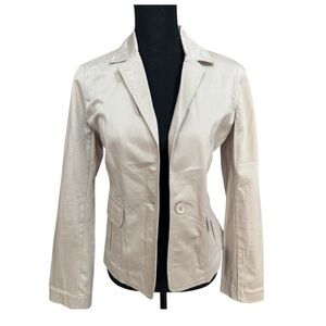 Caribbean Joe Women's Classic Casual Beige Blazer Jacket With Pockets Size M